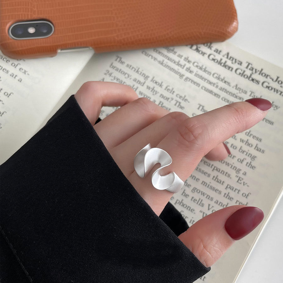 Bague en Argent 925 avec Motif Vague Vintage