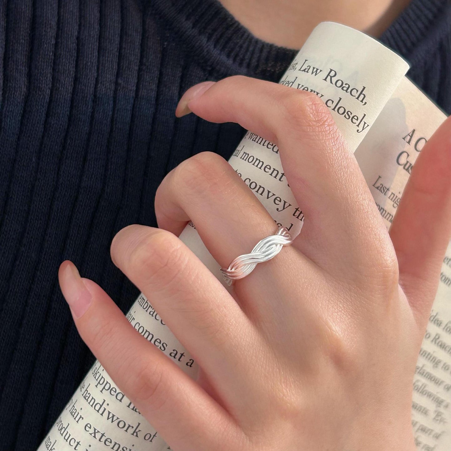 Bague à lignes en S925 & plaquée OR