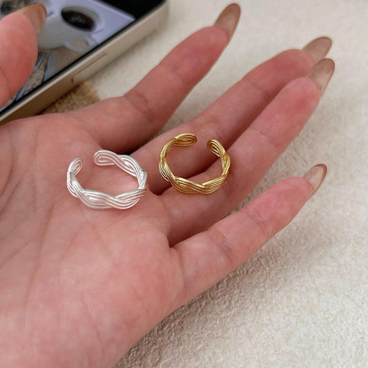 Bague à lignes en S925 & plaquée OR